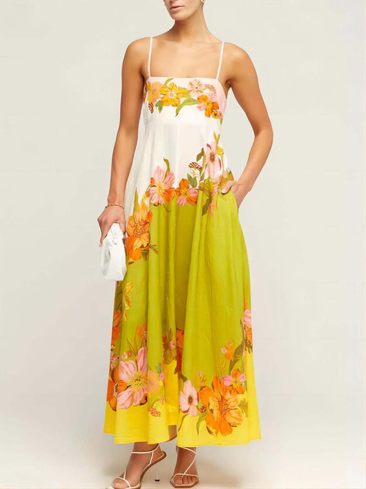 Sophisticated, Modern And Unique Print Strap Midi Dress