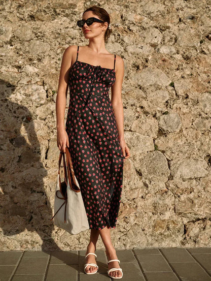 Women Floral Side Slit Hem Cami Dress