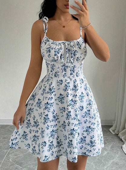 sleeveless sundress with tie shoulder straps
