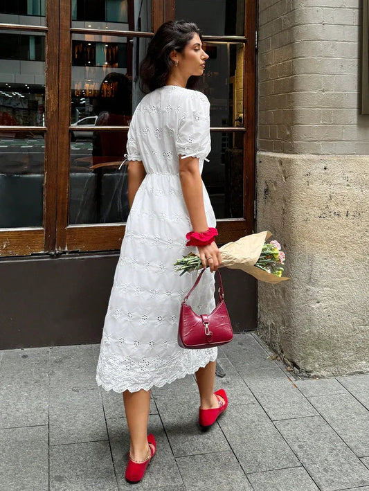 White Cami Dress Maxi with Sleeves