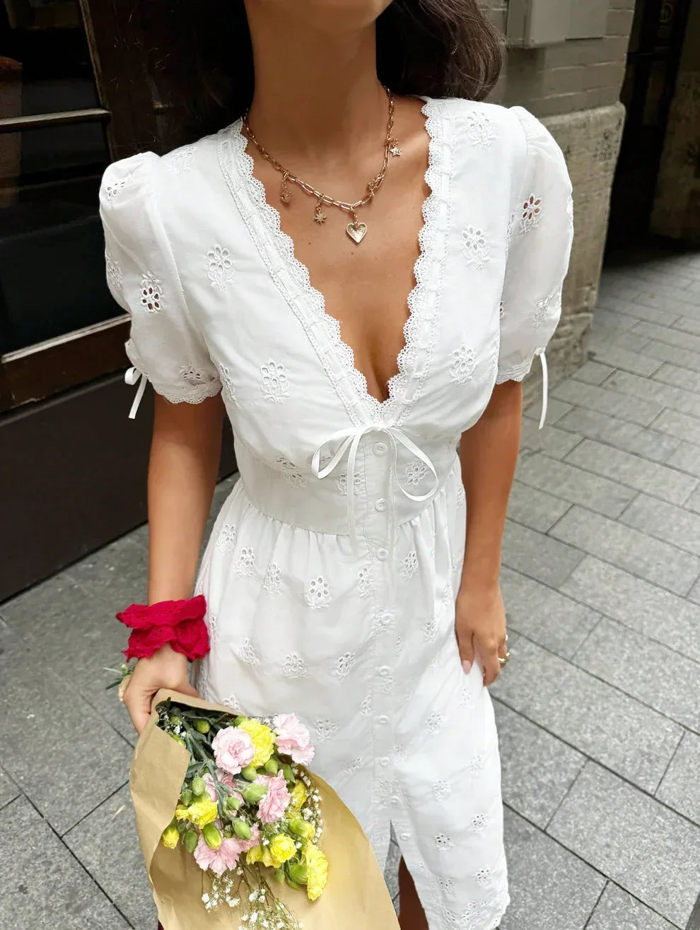 White Cami Dress Maxi with Sleeves