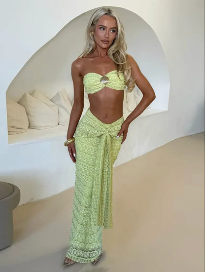 Sheer seashell tube top skirt set