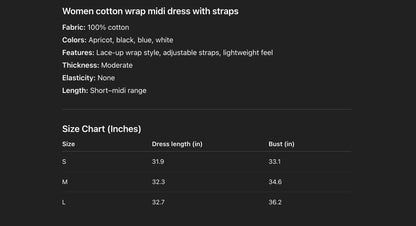 Pure cotton wrap midi slit dress