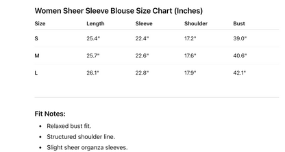 Sheer organza patchwork collared blouse for women