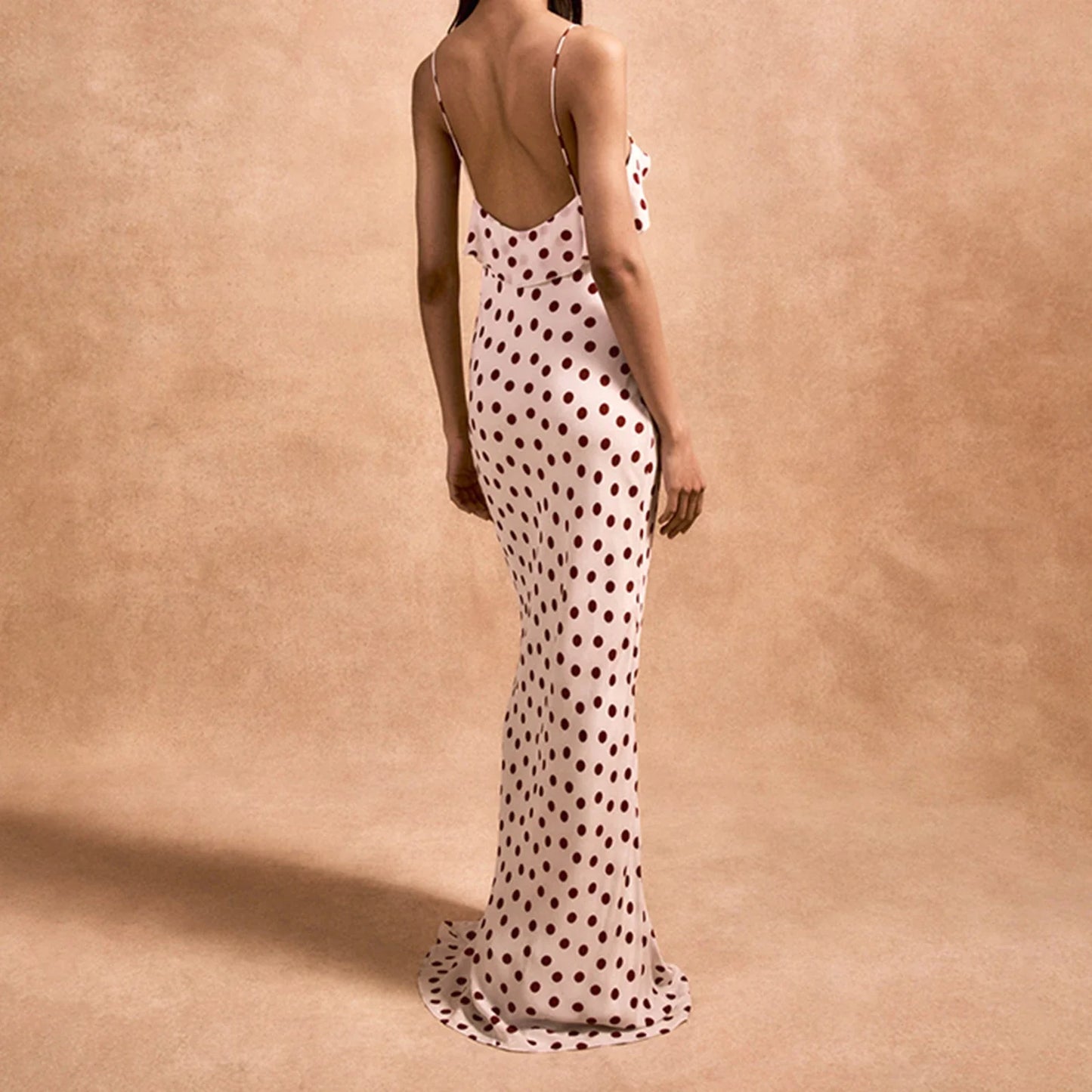 3D Flower Polka Dot Cami Vacation Dress