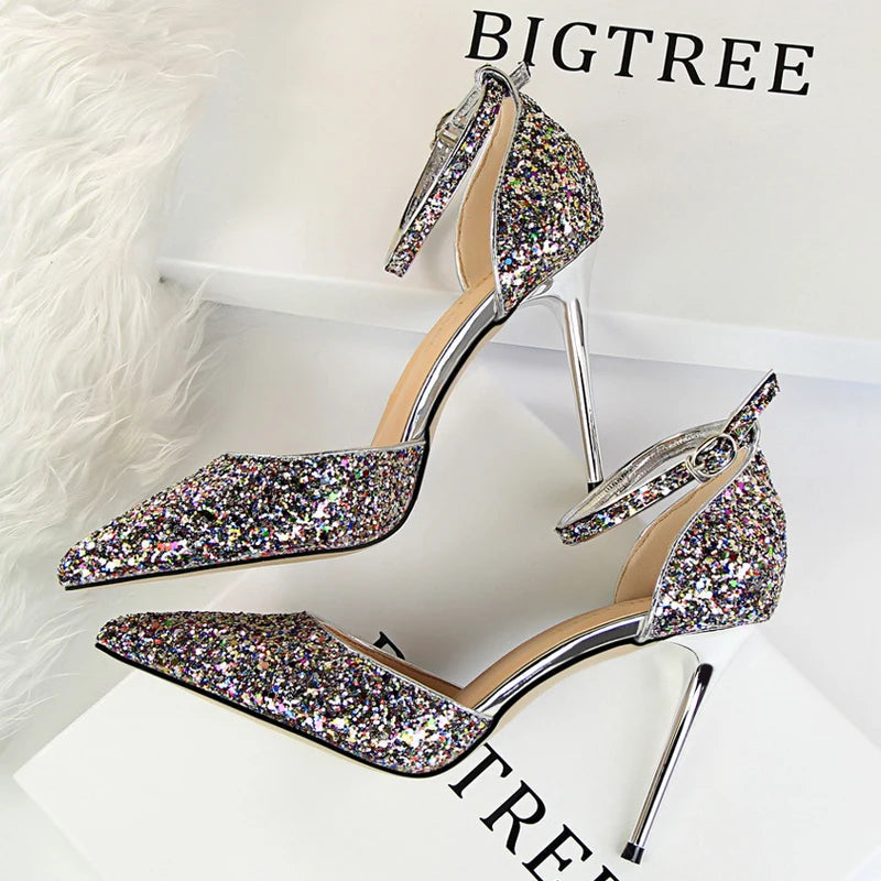 Sparkle Sequins Stiletto Heels Women Pumps - 10 cm Sexy High Heels