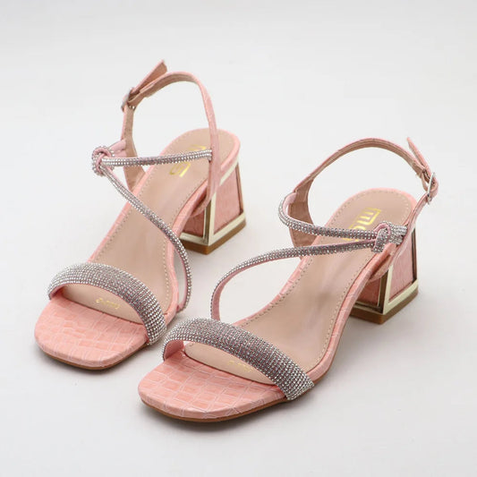 Women's Rhinestone Sandals with 6CM Heel, Large Size