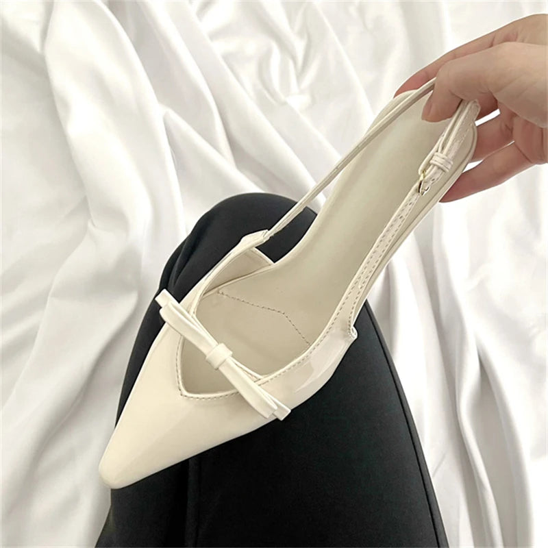 Sexy Butterfly-knot Pointed Toe Pumps with Low Thin Heels for Women by Fashion Designer