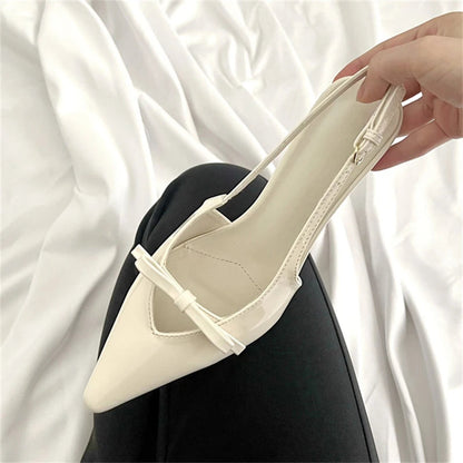 Sexy Butterfly-knot Pointed Toe Pumps with Low Thin Heels for Women by Fashion Designer