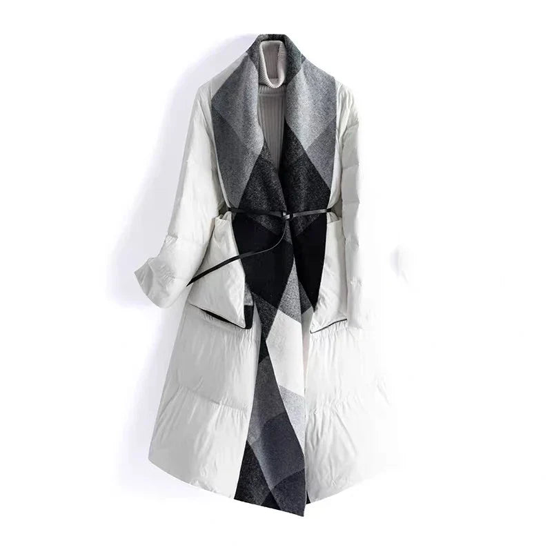 | Wool-Panel Down Coat