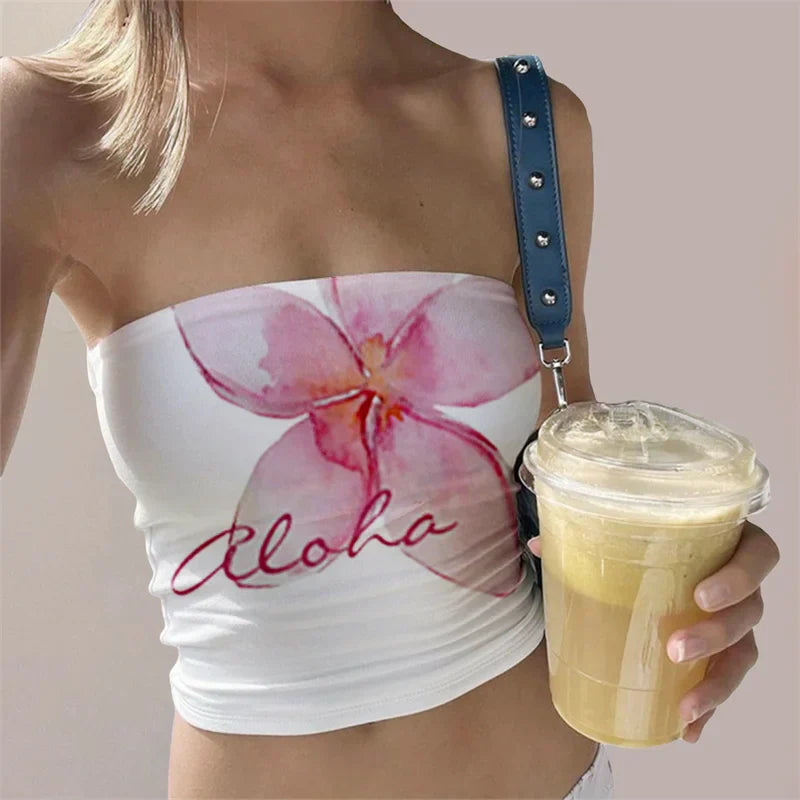 Aesthetic Flower Print Strapless
