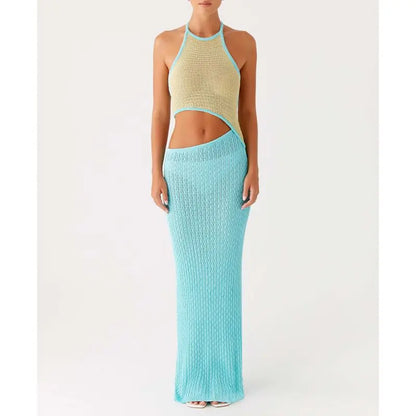 Sleeveless Cutout Knitwear Color Bodycon Dress