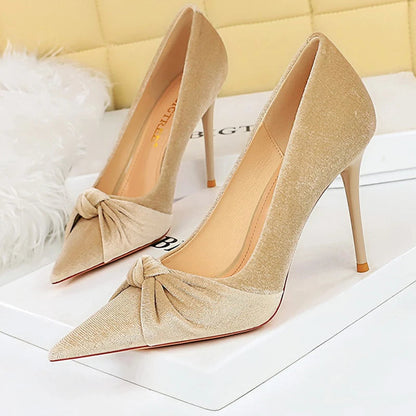 Suede Bowknot High Heel Stilettos for Women