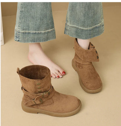 | Suede Buckle Ankle Boots