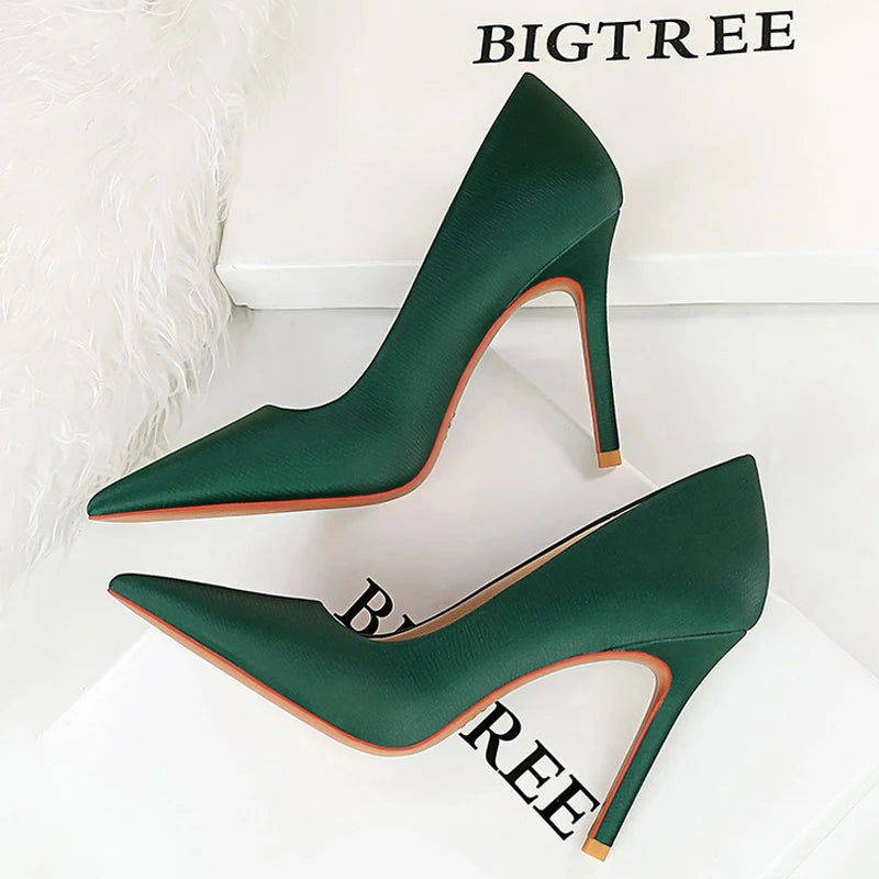 Green High Heels Women Shoes Fashion Pumps Sexy Party Stilettos Heels
