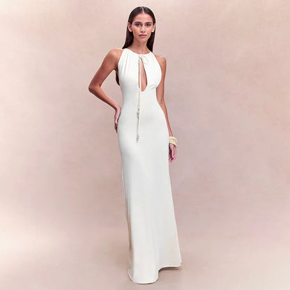 Hollow Lace Up Backless High-Waist Prom Dress