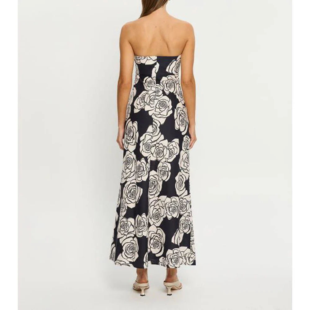 Off Shoulder Floral Tube Vacation Dress