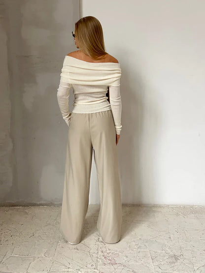 | Off-Shoulder Knit Top