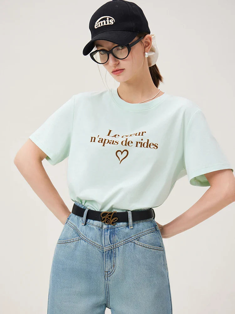 Letter Print Black Shoulder T-shirt