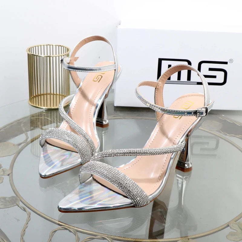 Elegant green high heel shoes for summer, new luxury design