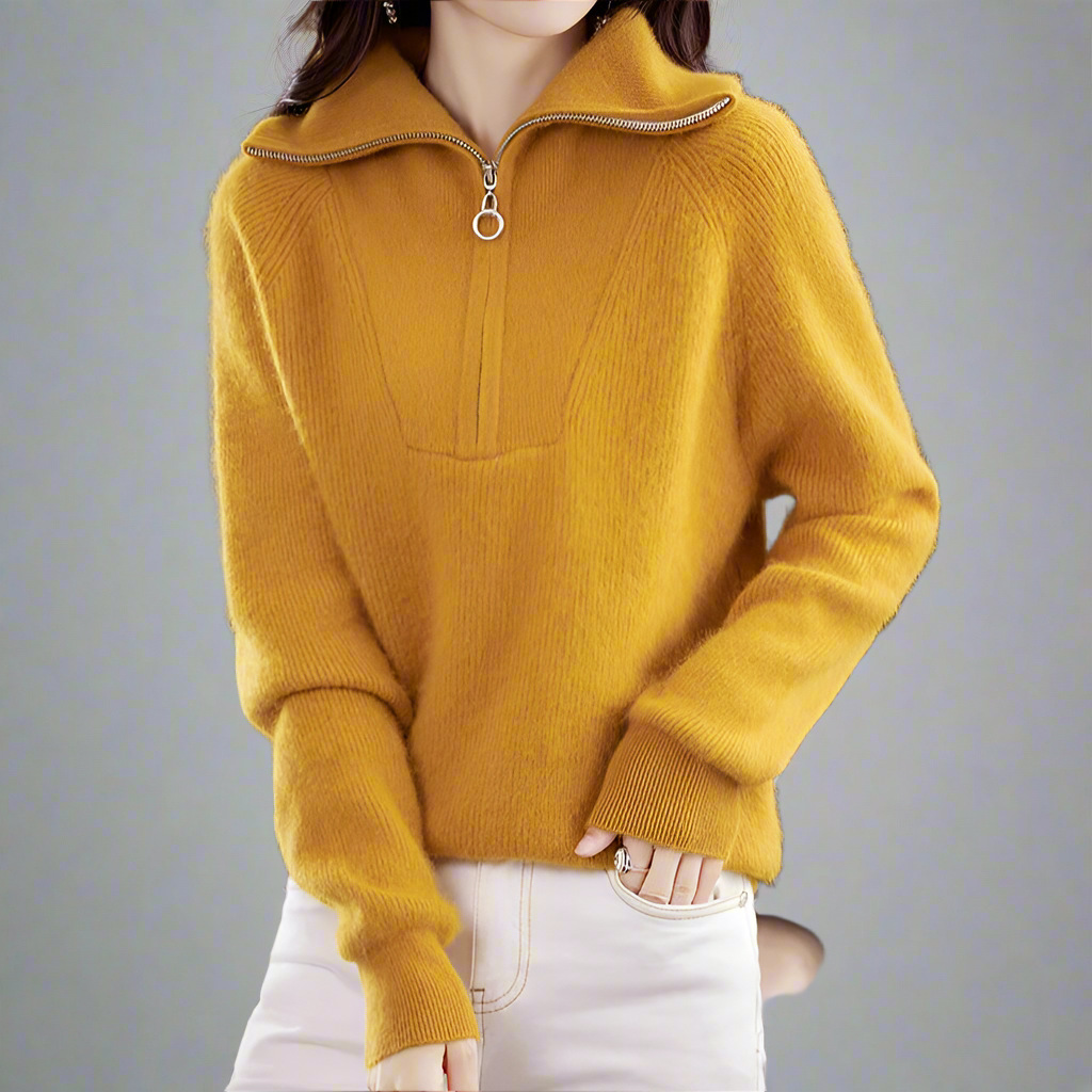 | Half-Zip Mink Wool Sweater
