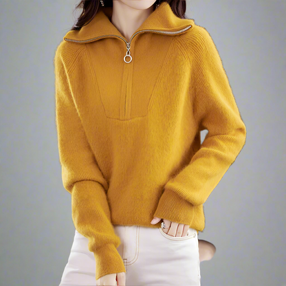 | Half-Zip Mink Wool Sweater