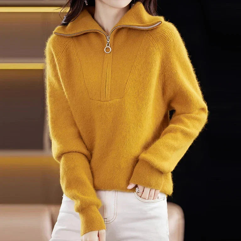 | Half-Zip Mink Wool Sweater