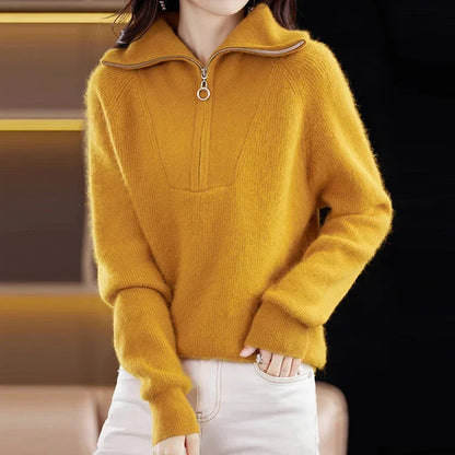 | Half-Zip Mink Wool Sweater