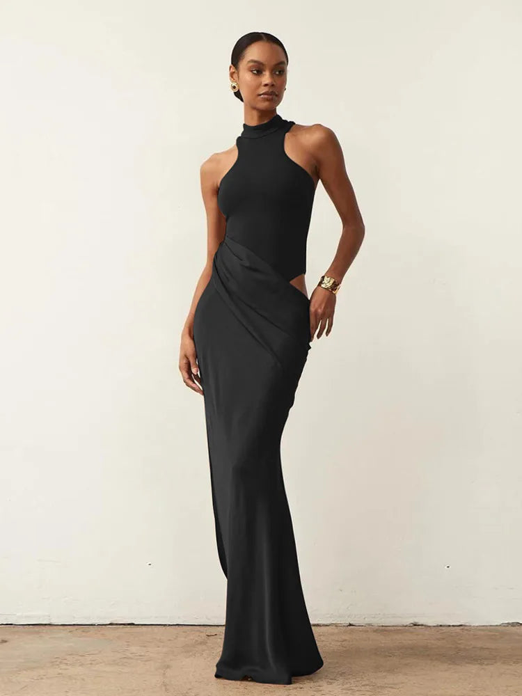 Sleeveless Solid Backless Long Bodycon Dress