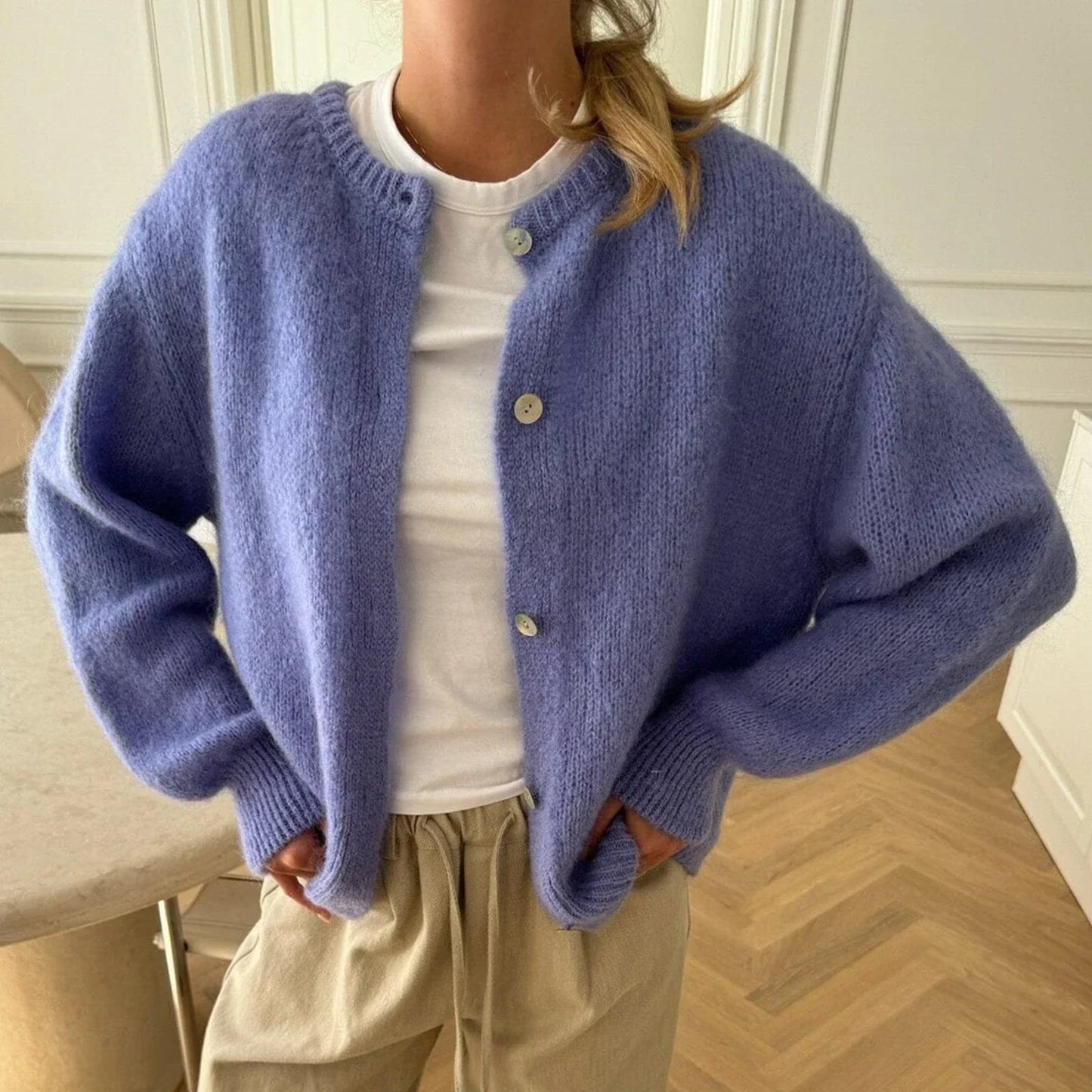 Women Casual Basic Cardigans Front Button Up Long Sleeve Knitwear Y2K Streetwear Solid Color Soft Knitted Sweater Tops Outerwear