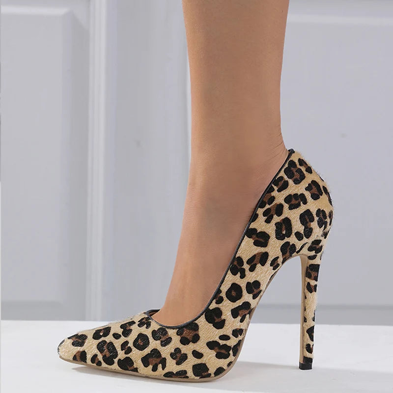 Leopard Grain Women Pumps for Sexy Party Nightclub Stripper Heels