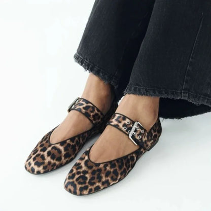 | Leopard Mary Jane Flats