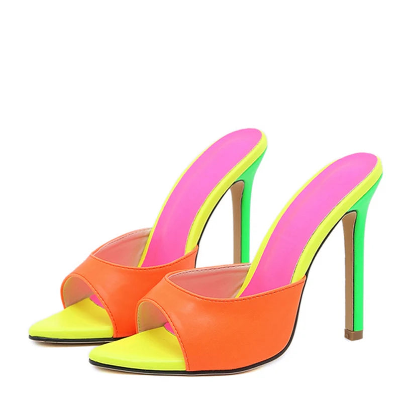 Pointed Toe Mule High Heels Pumps Stripper Slipper for Summer