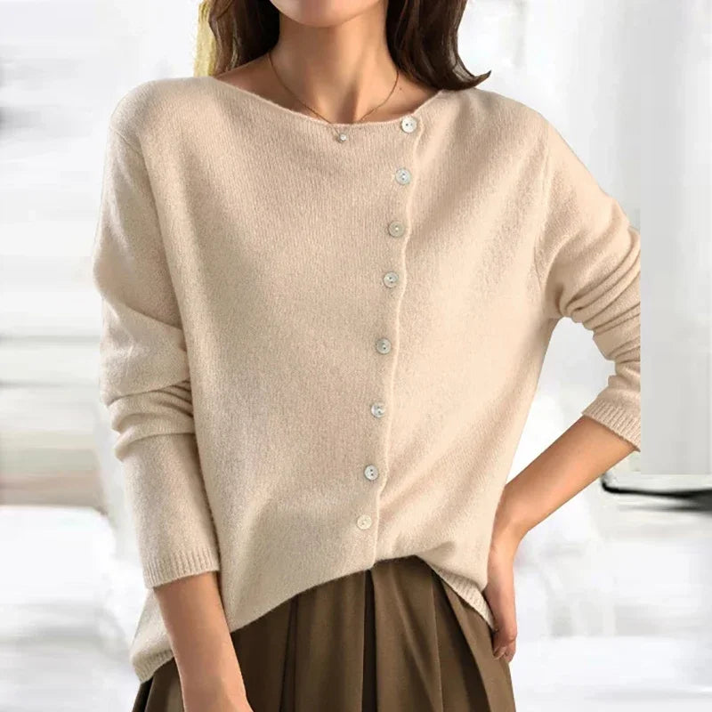 | Asymmetric Button Sweater
