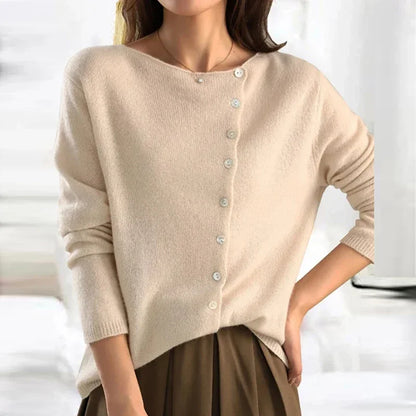 | Asymmetric Button Sweater