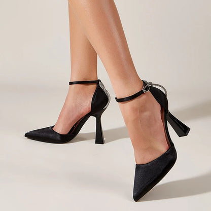 Rhinestone Satin High Heel Party Prom Sandals for Women