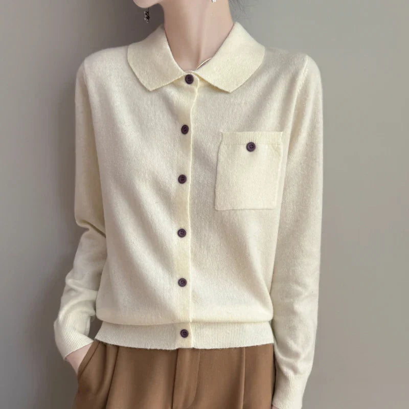 | Merino Wool Polo Cardigan