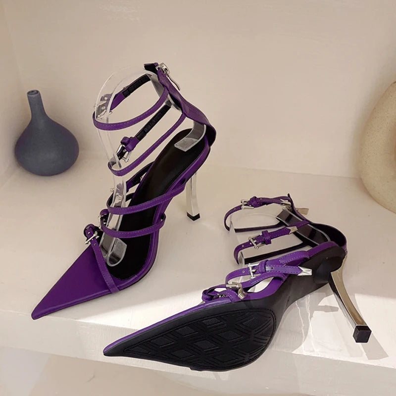 Narrow Band Women Sandals with New Design Buckle