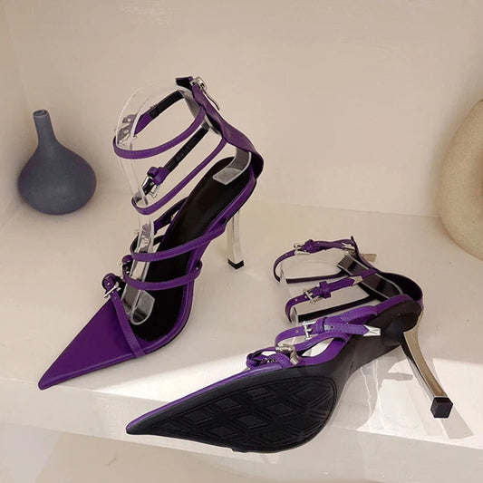 Narrow Band Women Sandals with New Design Buckle