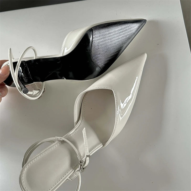 Elegant Pointed Toe Pumps with Buckle Strap and Thin Low Heels