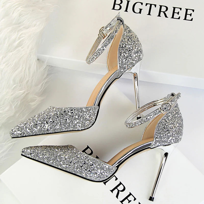 Sparkle Sequins Stiletto Heels Women Pumps - 10 cm Sexy High Heels