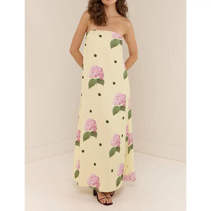 Strapless Floral A-Line Vacation Dress