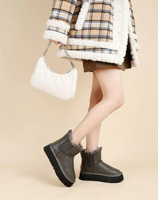 | Leather Fur Boots