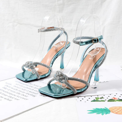 Transparent stiletto heel sandals for summer