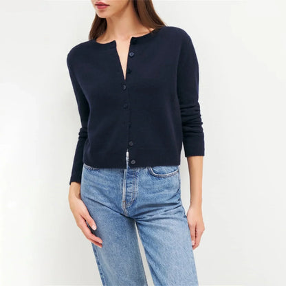 Vintage Button Round Neck Knit Cardigan