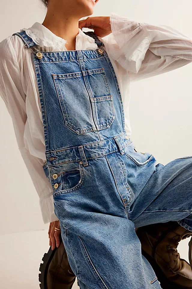 | Wide-Leg Denim Overalls