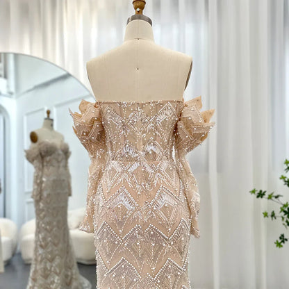 Mermaid Off-Shoulder Nude Evening Dresses for Women