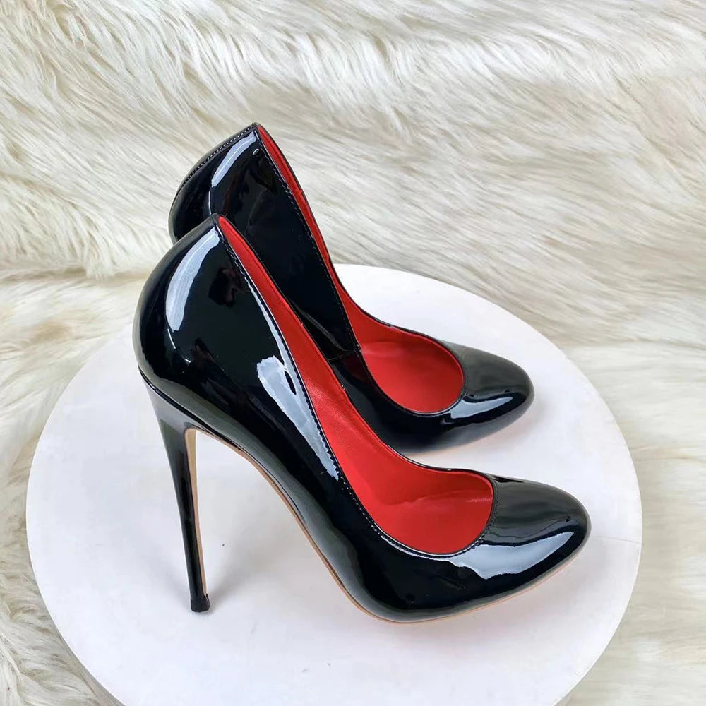 Black Round Toe High Heel Formal Dress Shoes for Elegant Women
