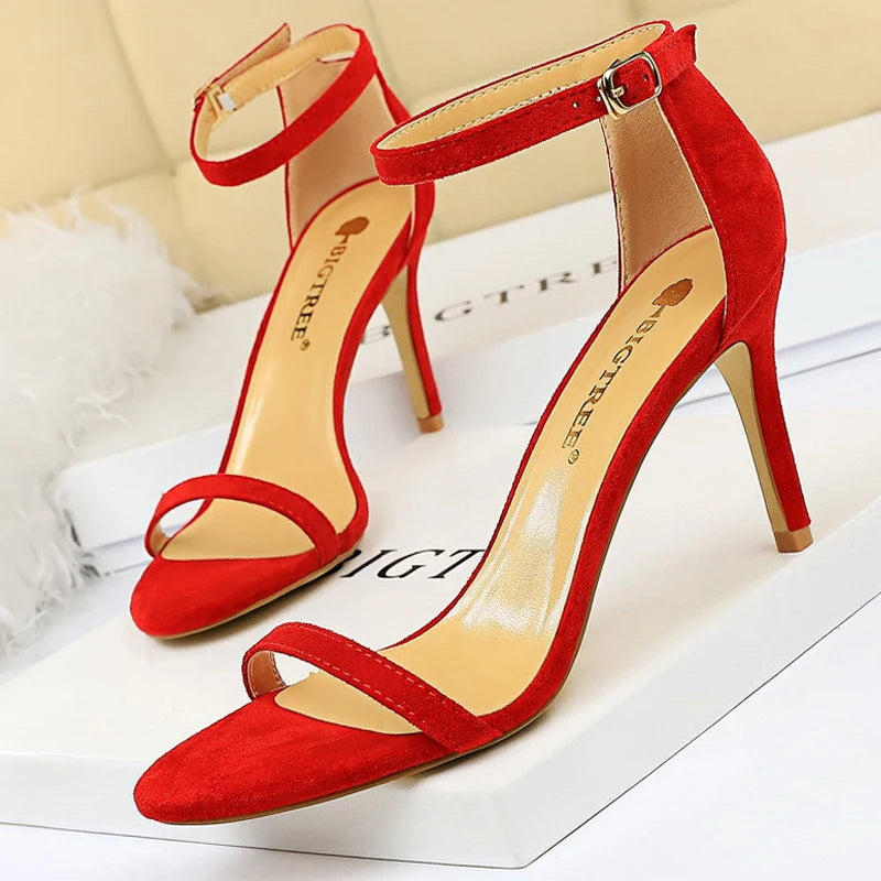 Suede Hollow High Heel Stiletto Sandals for Women