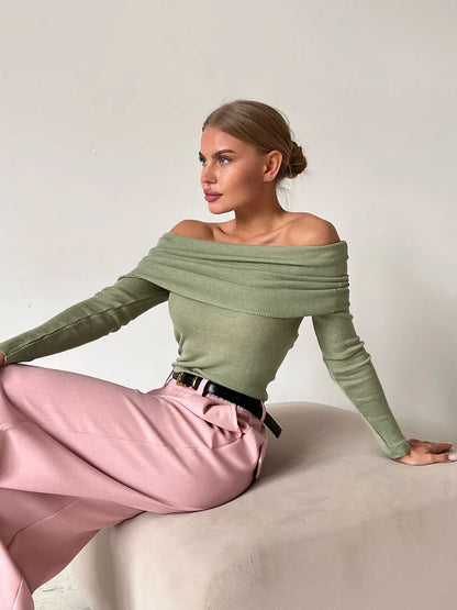 | Off-Shoulder Knit Top